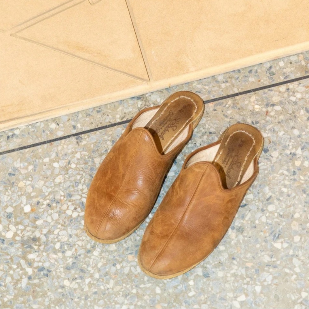 Sabah Fort Worth brown baba| Women's Tan Leather Mules